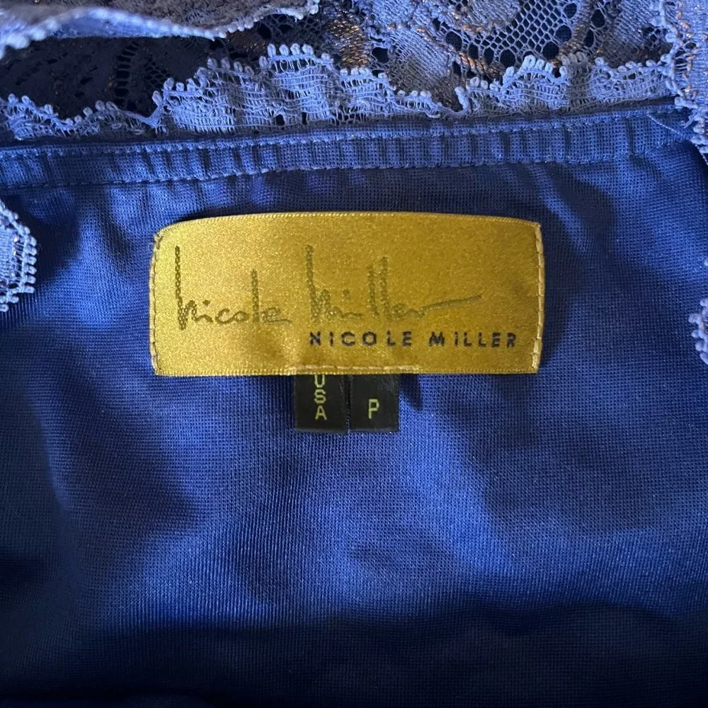 Nicole Miller Eva Lace Dress Indigo Shimmer size Small - Picture 6 of 10